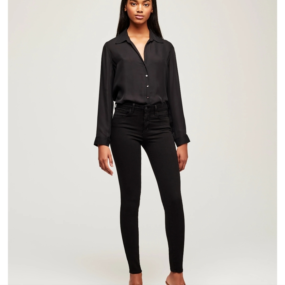 L'AGENCE Marguerite Noir High Rise Skinny Black Size 24